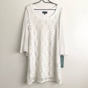 NWT RN Studio Ivory Sequin Gold Dress Size 6